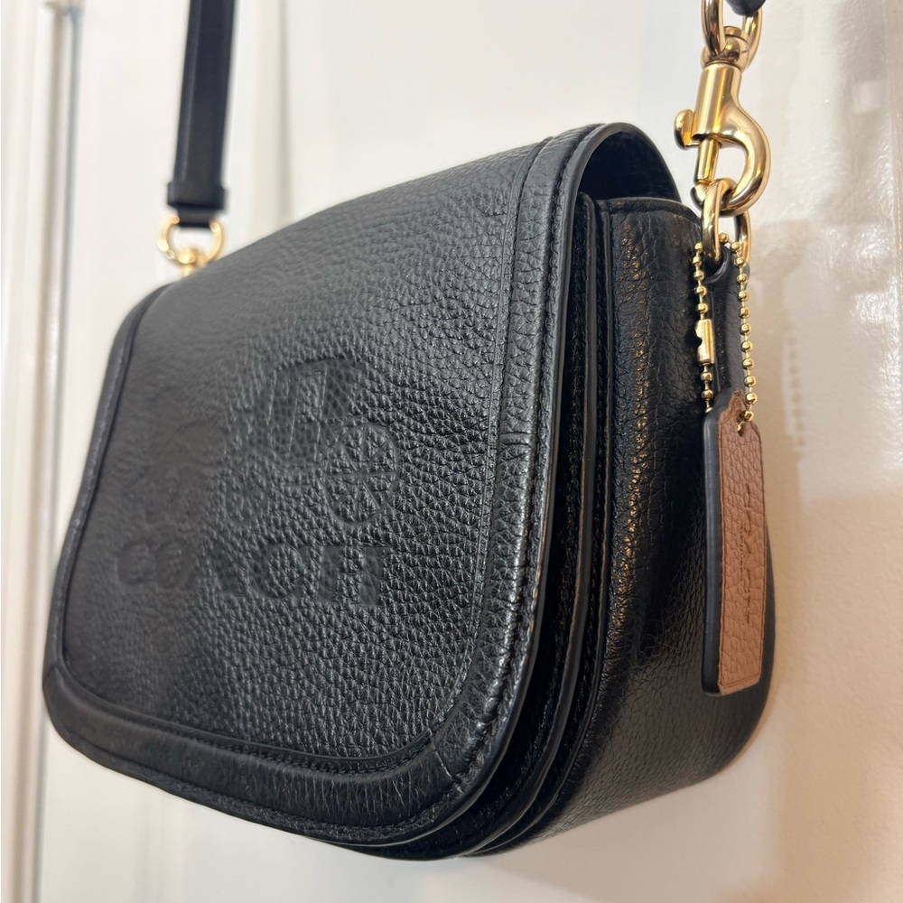 Coach Horse and Carriage Saddle Bag Black Pebbled Leather C4058 - Picture 3 of 16